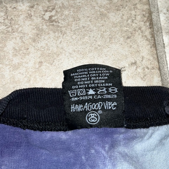 🦕STUSSY🦕-Vintage Distressed Stussy 3/4 Sleeve Tee-Blue/Purple Tie-dye-Small - Picture 7 of 7